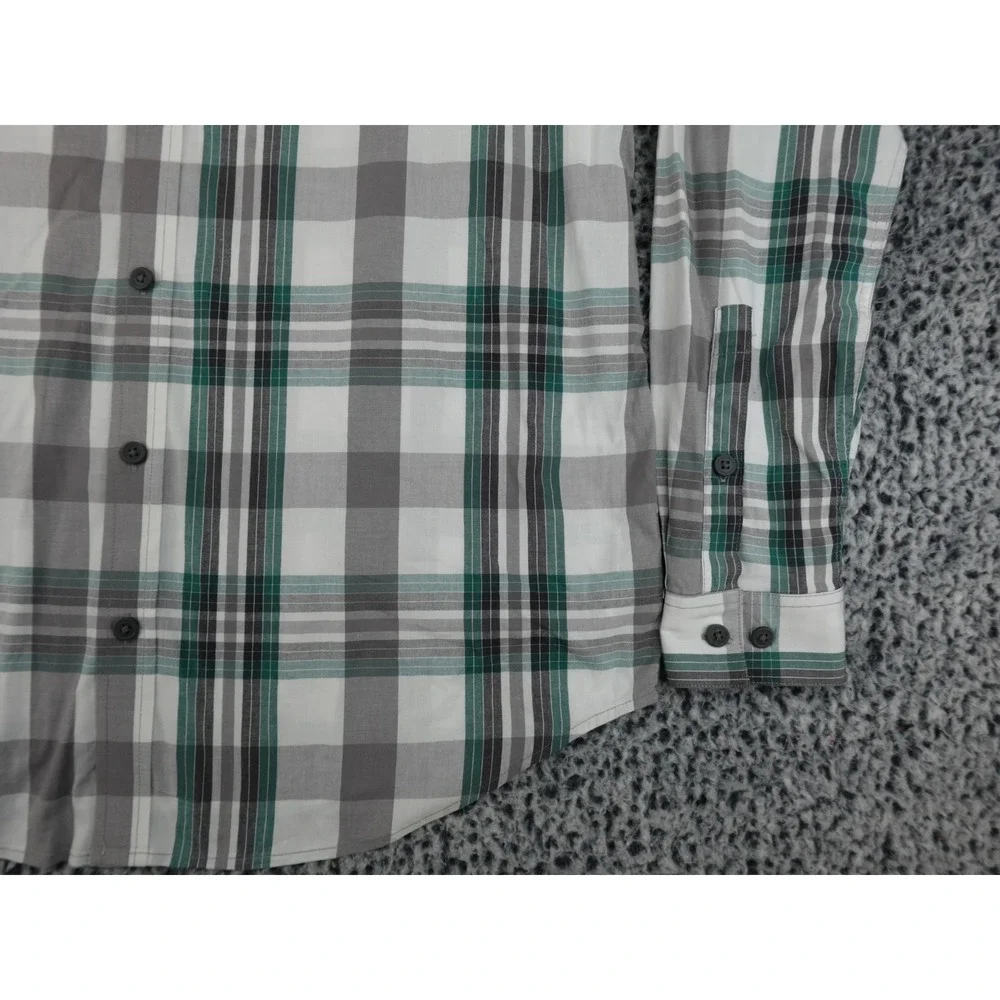 Columbia Plaid Button Down Shirt Mens‎ Large Green Gray Long Sleeve Outdoor